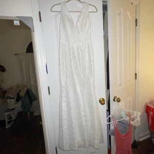 White mermaid prom dress